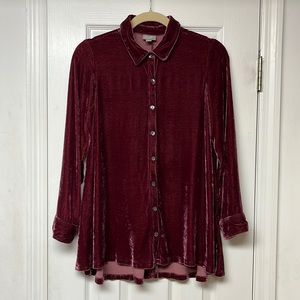 J. Jill Velvet Rayon Silk Blend Button Up Top
